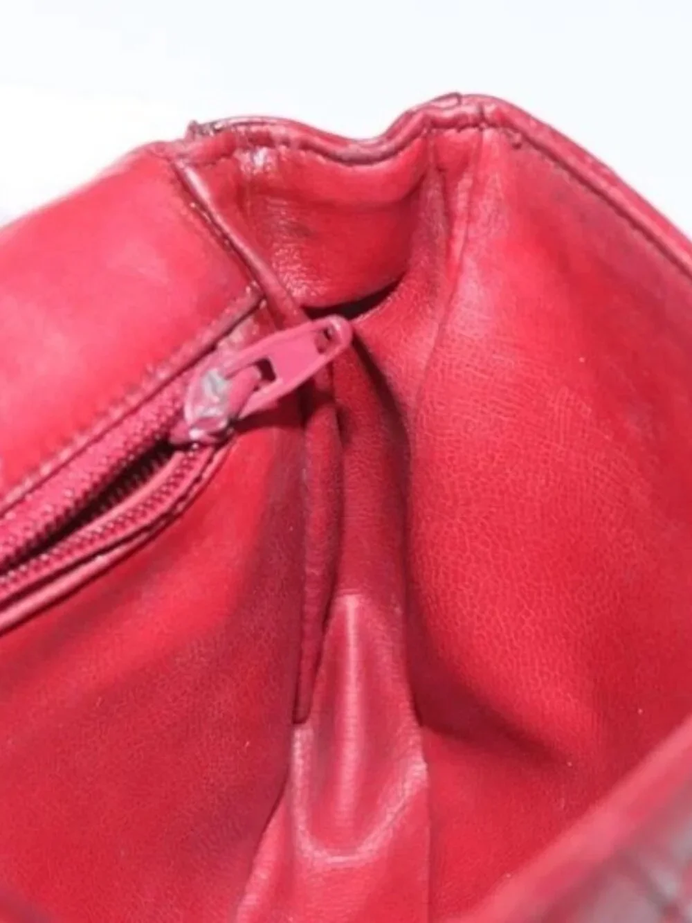 CHANEL Bicolore Waist Bag Lamb Skin Red Gold CC Auth bs26757